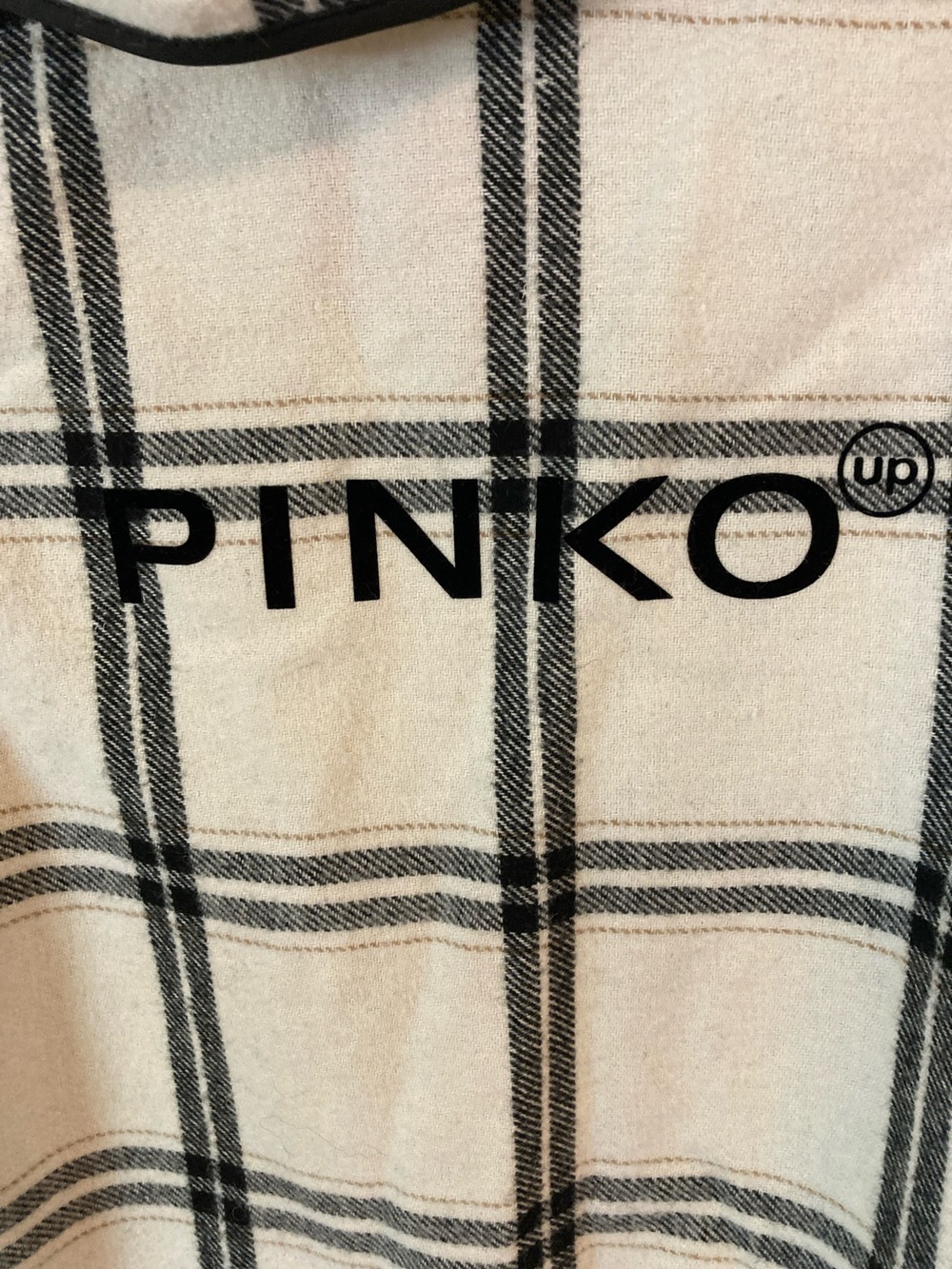 PINKO Cream and Black Plaid Fringe Wool Blend Jacket - Picture 8 of 11